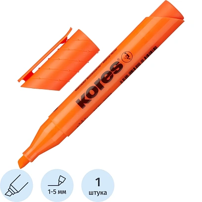 Маркер текстовыделитель KORES 1-5 мм оранжевый 36004