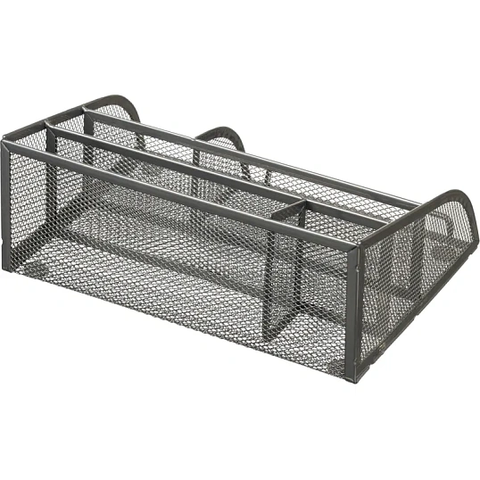 Подставка-органайзер д/канц.мелочей Комус 5отд мет сетка 255х180х105мм сере