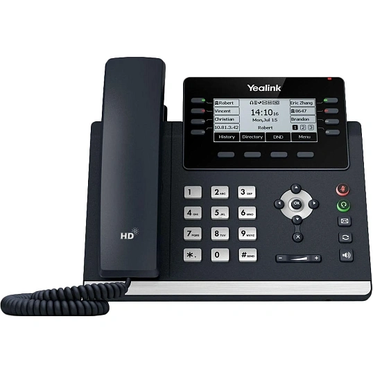 Телефон Yealink (SIP-T43U)12 аккаунтов, 2 порта USB, BLF, PoE, GigE, без БП