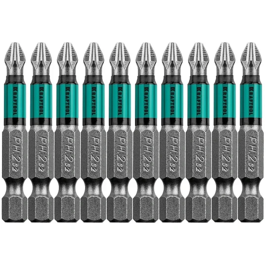 Бита KRAFTOOL Optimum Line PH2, 50 мм, тип E, 10 шт/уп (26122-2-50-10)