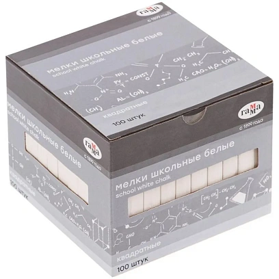 Мел школьный Гамма белые 100 штук, мягкие, квадратные, 2308193