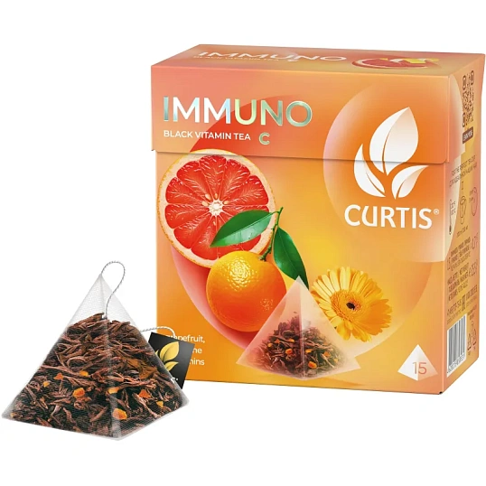 Чай Curtis Immuno черный, аромат, средний лист, 15 пирамидок