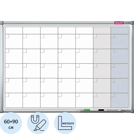 Доска магнитно-маркерная с линовкой Attache Line ПЛАНЕР 60х90 лак ал. рама