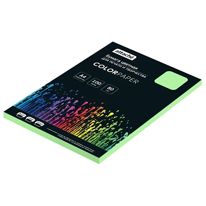 Бумага цветная Attache (зеленый пастель), 80г, А4, 100  л