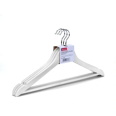 Вешалка-плечики WW_ Attache F6612NM-W3/LH001-W дер,пер,плос,р48-50бел.УП3шт