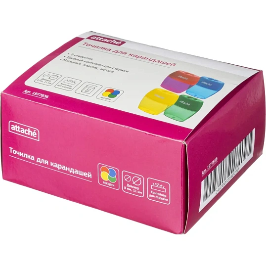 Точилка Attache, 2 отверстие, с контейнером, в ассорт