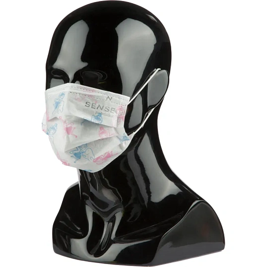 Маска медицинская 3-х сл., Sense, детская, ФЕИ, картон 50шт/уп