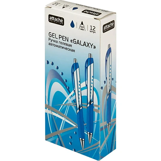 Ручка гелевая автомат. Attache selection Galaxy,синий корп,син,манж