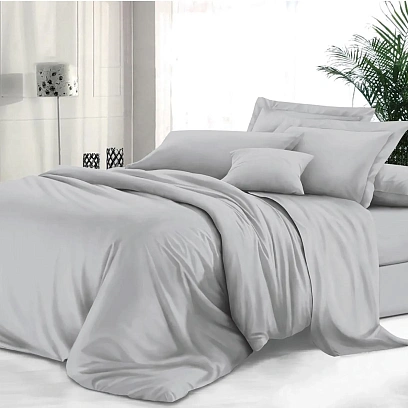 Постельное белье 2сп Макси Сатин глад. (нав.70х70-2шт) 745 Светлая дымка