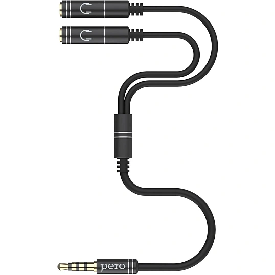 Разветвитель аудио PERO AD07 PREMIUM AUX SPLITTER, черный
