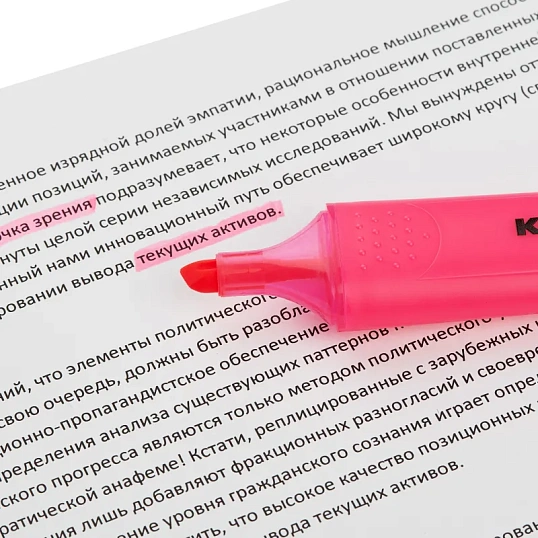 Маркер текстовыделитель Kores BRIGHT LINER PLUS, скош након, 0,5-5мм, розов