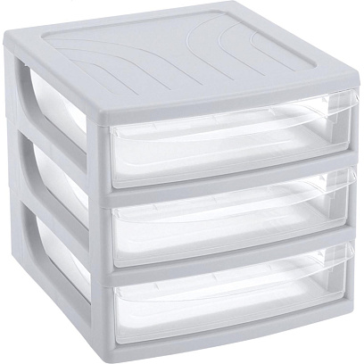 Бокс с выдвижными лотками А6 175х186х214мм 3выдв.отд, светло-сер. 433224030