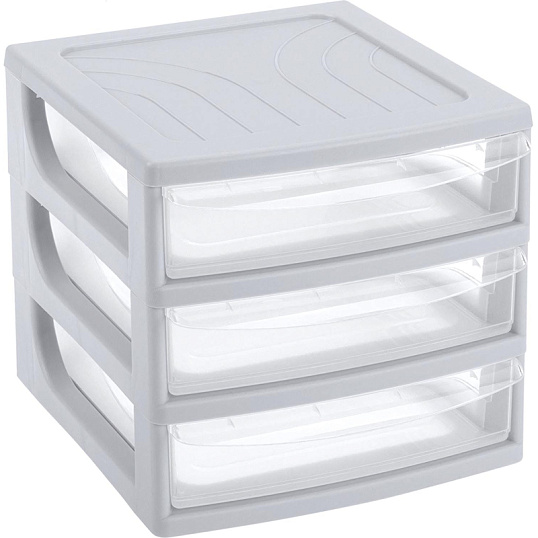 Бокс с выдвижными лотками А6 175х186х214мм 3выдв.отд, светло-сер. 433224030