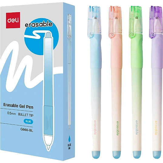 Ручка гелевая неавтомат. Deli Erasable EG660-BL,стираем,пул.нак0,5,син,асс