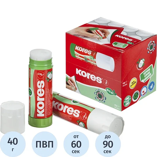 Клей-карандаш 40г KORES Glue-eco