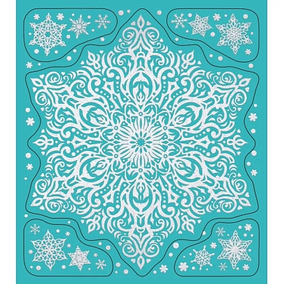 Наклейка новогодняя оконная Снежная снежинка 15,5x17,5см арт.90262