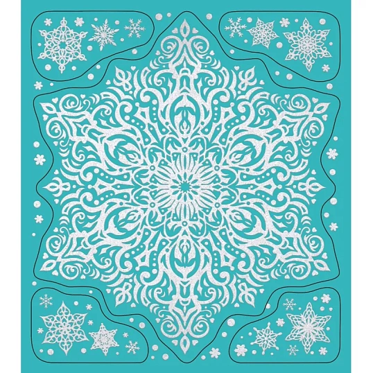 Наклейка новогодняя оконная Снежная снежинка 15,5x17,5см арт.90262