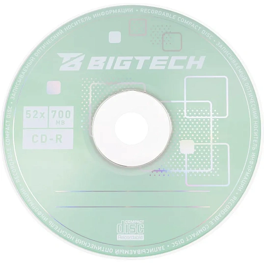 Носители информации Bigtech YCDRB002 CD-R 700 МБ/52х/50шт/уп cake box