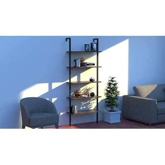 Стеллаж TI_пристенный Комус Онега-5 Ясень анкор темн, 695х295х1810 мм