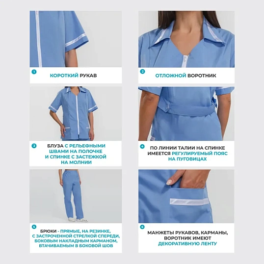 Костюм для медицинского персонала м09-КБР серо-голуб (р.44-46) 170-176