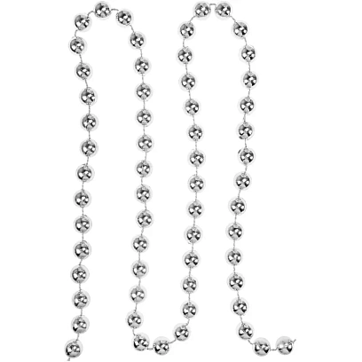 Бусы новогодние на елку серебристые Волшебство 10м,10мм,НУ-3422