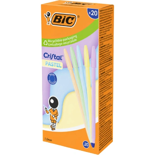 Ручка шариковая неавтомат. BIC Cristal Pastel, 1.0мм, синий, в асс, 302550
