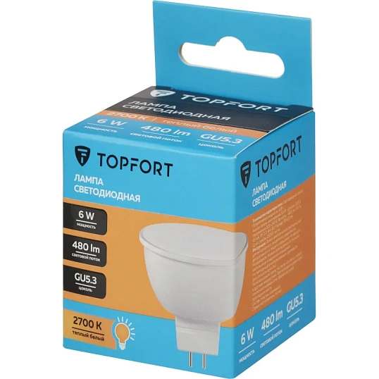 Лампа светодиодная Topfort GU5.3 220V 6W 2700K
