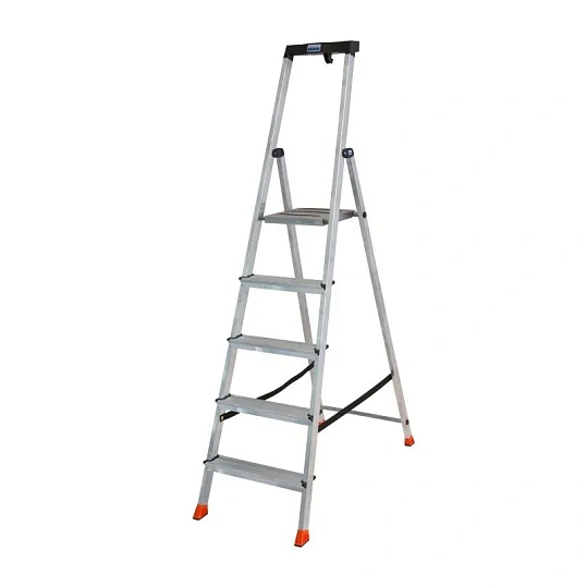 Стремянка складная Krause SAFETY 5 ступеней с полочкой 128959