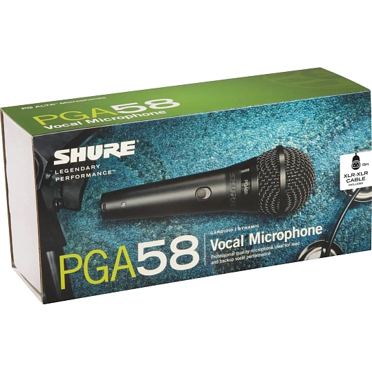 Микрофон Shure PGA58-XLR-E, кардиоидный вокальн c выкл, с кабелем XLR-XLR