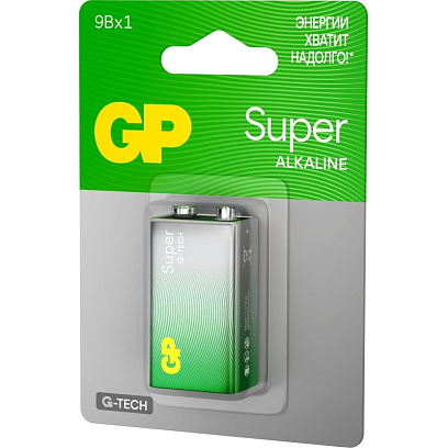 Батарейка GP Super 6LR61/Крона 9V/1604A 1604A-5CR1/1604AA21-5CRSBC1 бл/1
