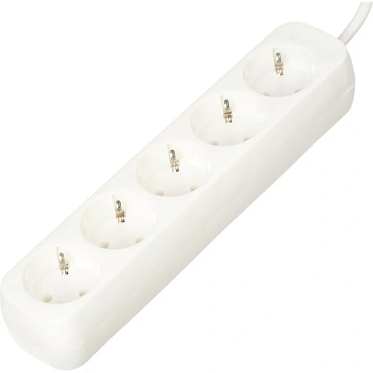 Удлинитель BigTech UTD-510-5-W (5р/5м/10А/2,2кВт/1мм2/белый)
