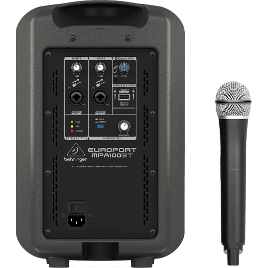 Акустическая система Behringer MPA100BT, 100Вт, Bluetooth, аккум, радио мкф