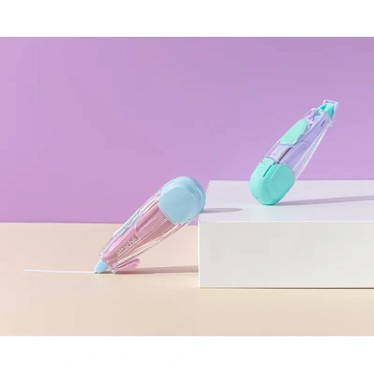 Корректирующая лента Attache Акварель,5мм x6м,рез.вставка,фиол-зел,блистер