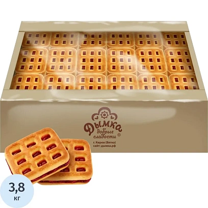 Печенье Дымка Вафелька с вишневой начинкой, 3,8кг