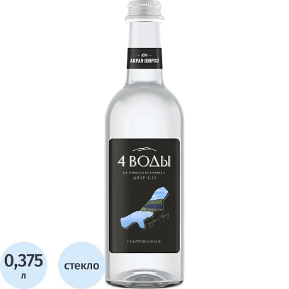 Вода питьевая 4 Воды стекло газ 0,375 л
