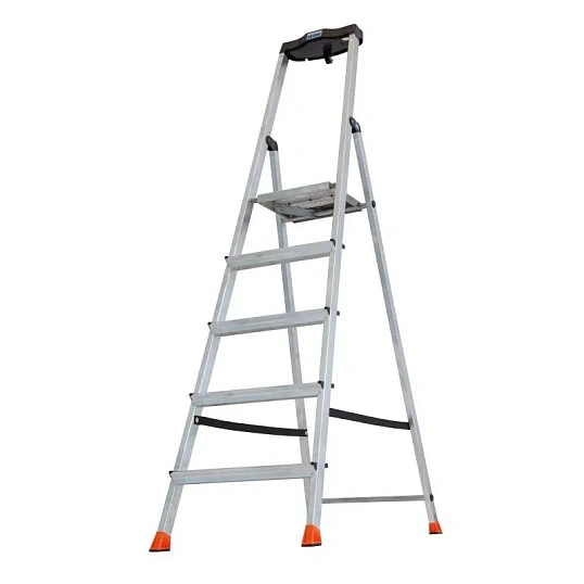 Стремянка складная Krause SAFETY 5 ступеней с полочкой 128959
