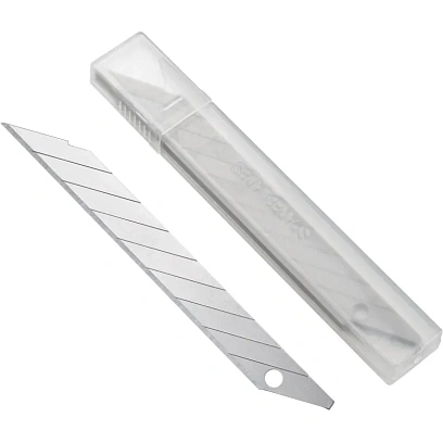Лезвие для ножей запасное TOPFORT 9мм сегм.,сталь,30град,10шт/уп