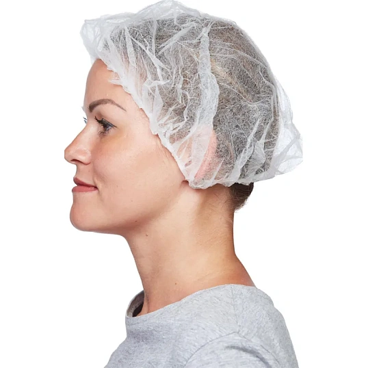 Шапочка берет н/с неткан. белая Klever 100шт/уп. 1000шт/кор.