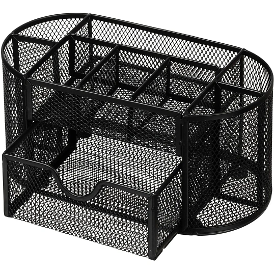 Подставка-органайзер д/канц.мелочей Комус 9отд мет сетка 220х110х105мм черн