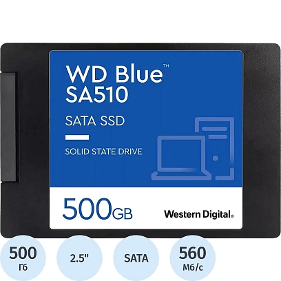 SSD накопитель WD BLUE SA510 2,5 500Gb (WDS500G3B0A)
