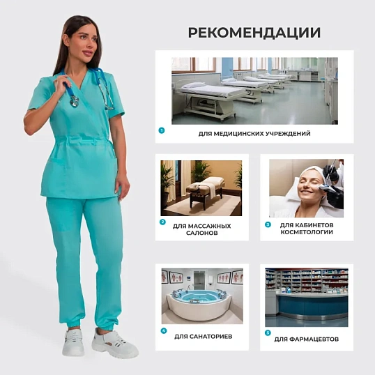 Костюм для медицинского персонала жен. М24 КБР бирюзовый 52 (158-164)