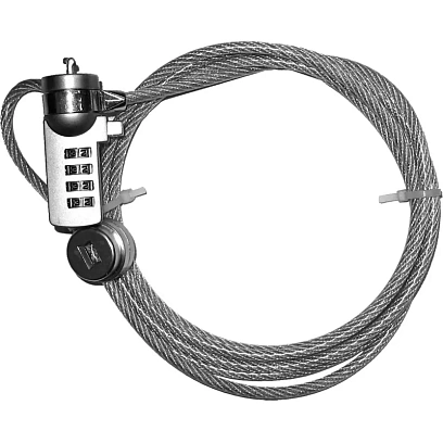 Тросик с замком для ноутбуков, код/замок, Continent, сер, NCL-102