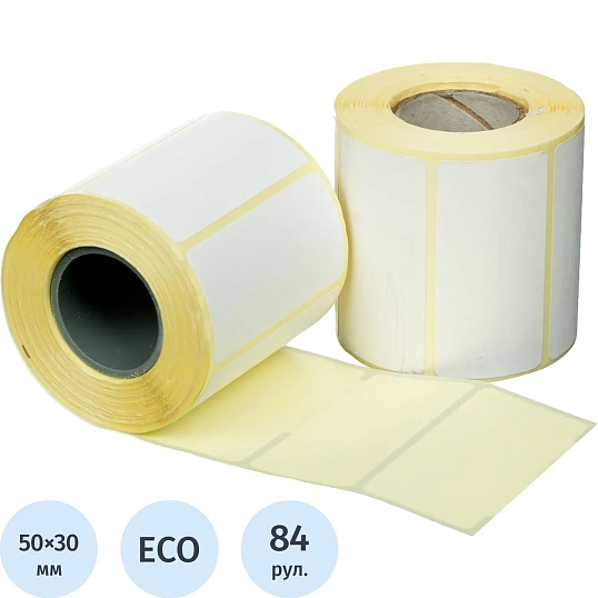 Термоэтикетки ЭКО 50х30, 400шт/рул, вт.25,84рул/уп(КТ)
