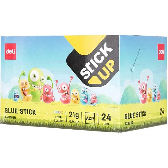 Клей-карандаш школьный 21г Deli детский прозрачн., в ассортименте EA20900