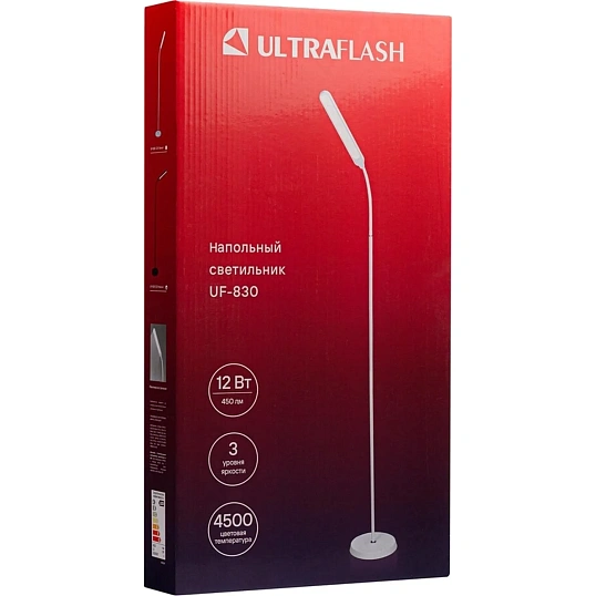 Торшер Ultraflash UF-830 C01 бел. LED 12Вт, 4500К, 3 ур.ярк