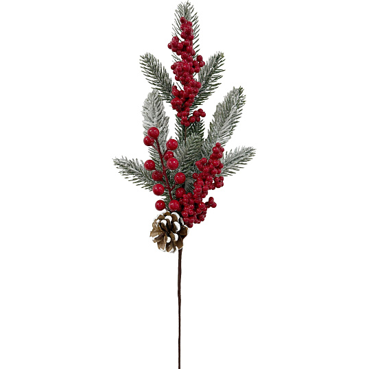 Ветка Еловая (полиэт., пенополист.) с шишкой, 5x17x58см, 97723