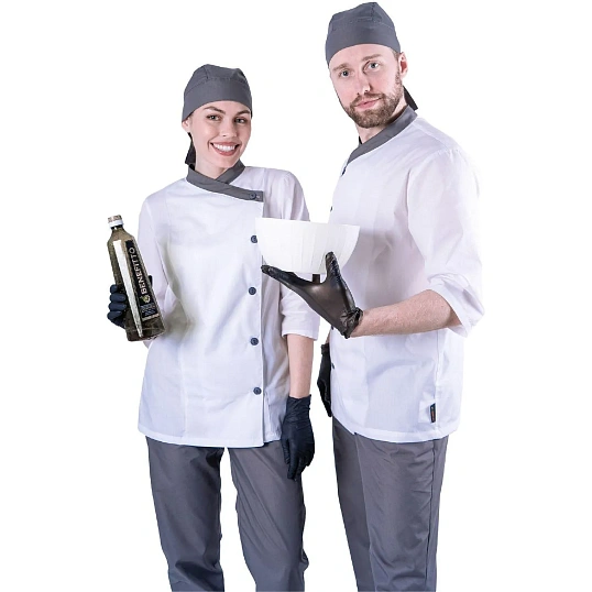 Костюм БИСТРО женский цв.бел/т.сер (Кос841) (р.60-62) р.158-164