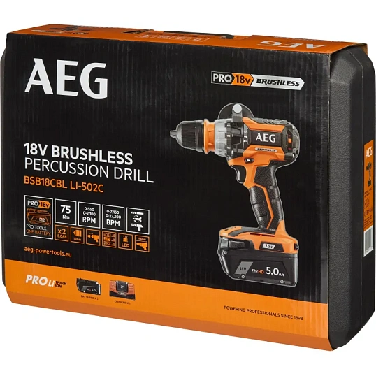 Дрель-шуруповерт бесщеточная аккумуляторная AEG BSB18CBLLI-502C 4935459396