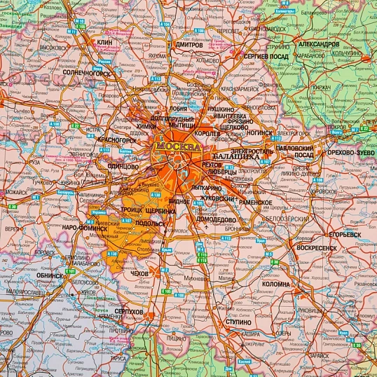 Карта настенная ЦФО (+СПб) 1,58х1,18 м,КН36