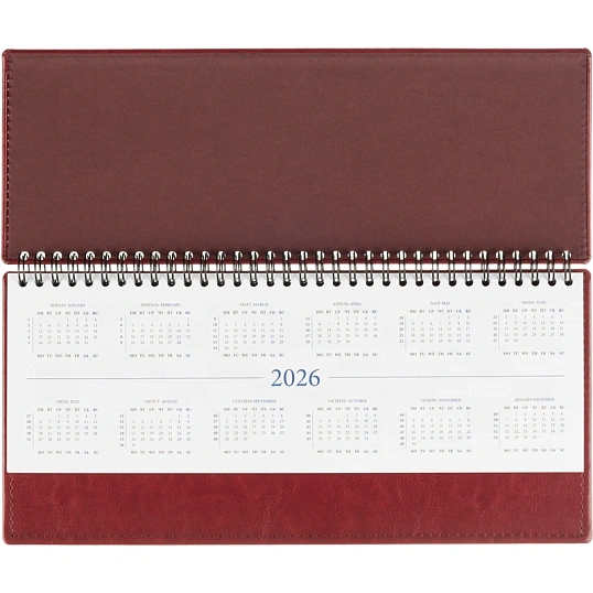 Планинг датированный 2026, бордо, 303х150 мм, 120стр, АТТАСНЕ Agenda